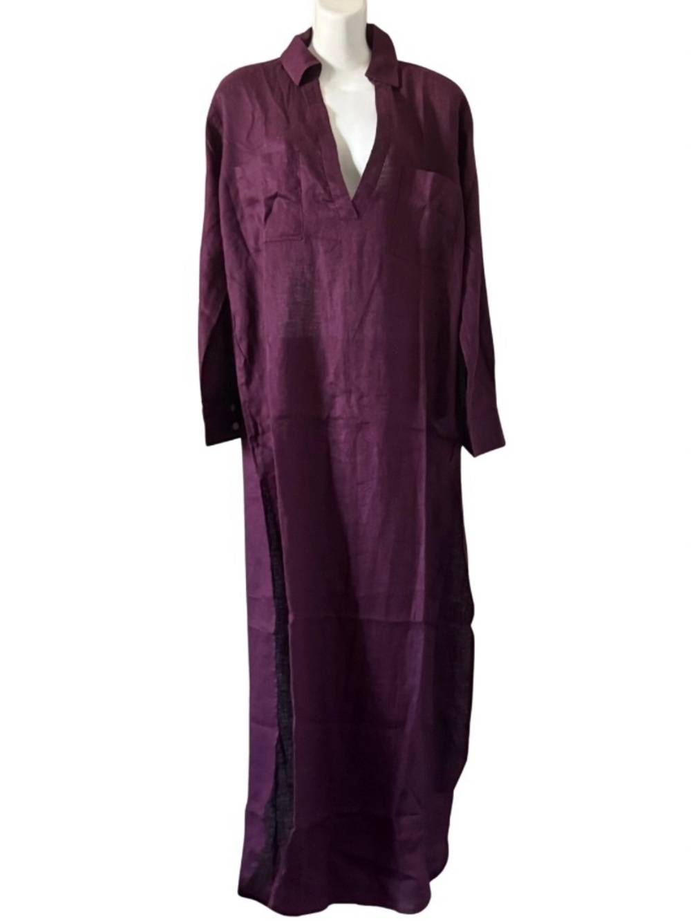 Linen Blend Capistrano V-neck Coverup Tunic in Merlot